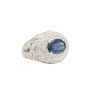 14K White Gold Ring with 1.65 ct Blue Sapphire & Diamond Halo Setting Size 6.5