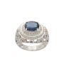 14K White Gold Ring with 1.65 ct Blue Sapphire & Diamond Halo Setting Size 6.5