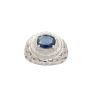 14K White Gold Ring with 1.65 ct Blue Sapphire & Diamond Halo Setting Size 6.5