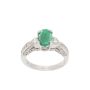 18K White Gold Ring 1.00 ct Oval Emerald with 0.52ct Diamonds Size 6.5 