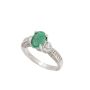 18K White Gold Ring 1.00 ct Oval Emerald with 0.52ct Diamonds Size 6.5 