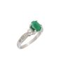 18K White Gold Ring 1.00 ct Oval Emerald with 0.52ct Diamonds Size 6.5 