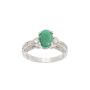 18K White Gold Ring 1.00 ct Oval Emerald with 0.52ct Diamonds Size 6.5 