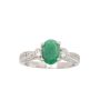 18K White Gold Ring 1.00 ct Oval Emerald with 0.52ct Diamonds Size 6.5 