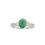 18K White Gold Ring 1.00 ct Oval Emerald with 0.52ct Diamonds Size 6.5 