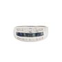 18K White Gold 0.49ct Square Cut Blue Sapphires & 0.40ct Round Brilliant Ring Size 7