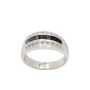 18K White Gold 0.49ct Square Cut Blue Sapphires & 0.40ct Round Brilliant Ring Size 7