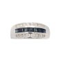 18K White Gold 0.49ct Square Cut Blue Sapphires & 0.40ct Round Brilliant Ring Size 7