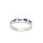 14K White Gold Ring 0.50ct Square Cut Blue Sapphires & 0.25ct Diamonds Size 7.5