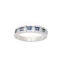 14K White Gold Ring 0.50ct Square Cut Blue Sapphires & 0.25ct Diamonds Size 7.5