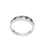 14K White Gold Ring 0.50ct Square Cut Blue Sapphires & 0.25ct Diamonds Size 7.5