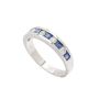 14K White Gold Ring 0.50ct Square Cut Blue Sapphires & 0.25ct Diamonds Size 7.5