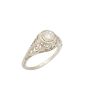 18K White Gold Antique Filigree Style 0.125ct Diamond Ring Size 6