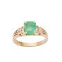 14K Yellow Gold 1.40 Carat Emerald ring with 0.16 Carat Diamonds Size 7