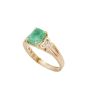 14K Yellow Gold 1.40 Carat Emerald ring with 0.16 Carat Diamonds Size 7