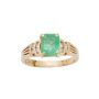 14K Yellow Gold 1.40 Carat Emerald ring with 0.16 Carat Diamonds Size 7