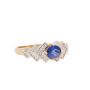 14K Yellow and White Gold 0.65ct Blue Sapphire Ring with 0.42ct diamonds Ring Size 8