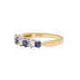 18K Yellow and White Gold Diamond and Blue Sapphire Band Size 7.75