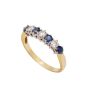 18K Yellow and White Gold Diamond and Blue Sapphire Band Size 7.75