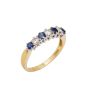 18K Yellow and White Gold Diamond and Blue Sapphire Band Size 7.75