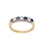 18K Yellow and White Gold Diamond and Blue Sapphire Band Size 7.75