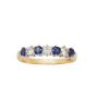 18K Yellow and White Gold Diamond and Blue Sapphire Band Size 7.75