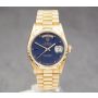 Rolex Day-Date President 18238 Blue Dial 18K Gold Double Quickset Mens Watch 