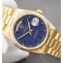 Rolex Day-Date President 18238 Blue Dial 18K Gold Double Quickset Mens Watch 