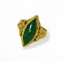 22k Gold Ladies Jade Ring Deep Green 