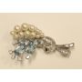 Ribbon Blossom Platinum Pearl Diamond Aquamarine Brooch