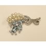 Ribbon Blossom Platinum Pearl Diamond Aquamarine Brooch