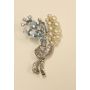 Ribbon Blossom Platinum Pearl Diamond Aquamarine Brooch