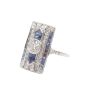 Art Deco c1930 18K wg Diamond and Sapphire ring Size 4.5 