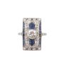 Art Deco c1930 18K wg Diamond and Sapphire ring Size 4.5 