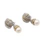 Judith Ripka Sterling Silver 18 Karat Yellow Gold Diamond and Pearl Earrings