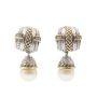 Judith Ripka Sterling Silver 18 Karat Yellow Gold Diamond and Pearl Earrings