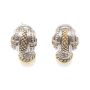 Judith Ripka Sterling Silver 18 Karat Yellow Gold Diamond and Pearl Earrings