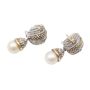 Judith Ripka Sterling Silver 18 Karat Yellow Gold Diamond and Pearl Earrings