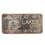 1973 1 oz Happy Birthday 999 Pure Silver Art Bar GLM Great Lakes Mint