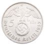 1937 J Germany 5 mark 3rd Reich silver coin EF