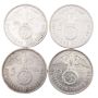 4x 1938 A Germany 5 mark 3rd Reich silver coins EF