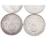 4x 1938 A Germany 5 mark 3rd Reich silver coins EF