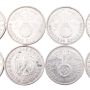 10x 1936 Germany 5 mark 3rd Reich silver 6xA 2xD 1xE 1xG 10-nice coins