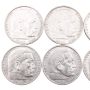 10x 1936 Germany 5 mark 3rd Reich silver 6xA 2xD 1xE 1xG 10-nice coins