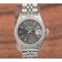 Rolex Oyster Perpetual Date 69190 26mm Grey Tapestry Dial Stainless Ladies Watch