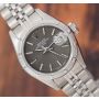 Rolex Oyster Perpetual Date 69190 26mm Grey Tapestry Dial Stainless Ladies Watch