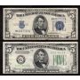 1934 C $5 Blue Seal siver certificate and 1934 C $5 Federal Reserve banknote 