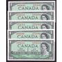 5x Canada 1954 $1 consecutive notes BC37b-i F/P5721021-25 GEM UNC EPQ