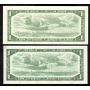 2 X 1954 Canada $1 replacement notes *B/M2285294 *B/M0253158 Choice UNC