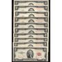 50 X 1953 USA RED SEAL $2 notes Series 1953 A B C FR-1500-01-02-03 VF to VF+